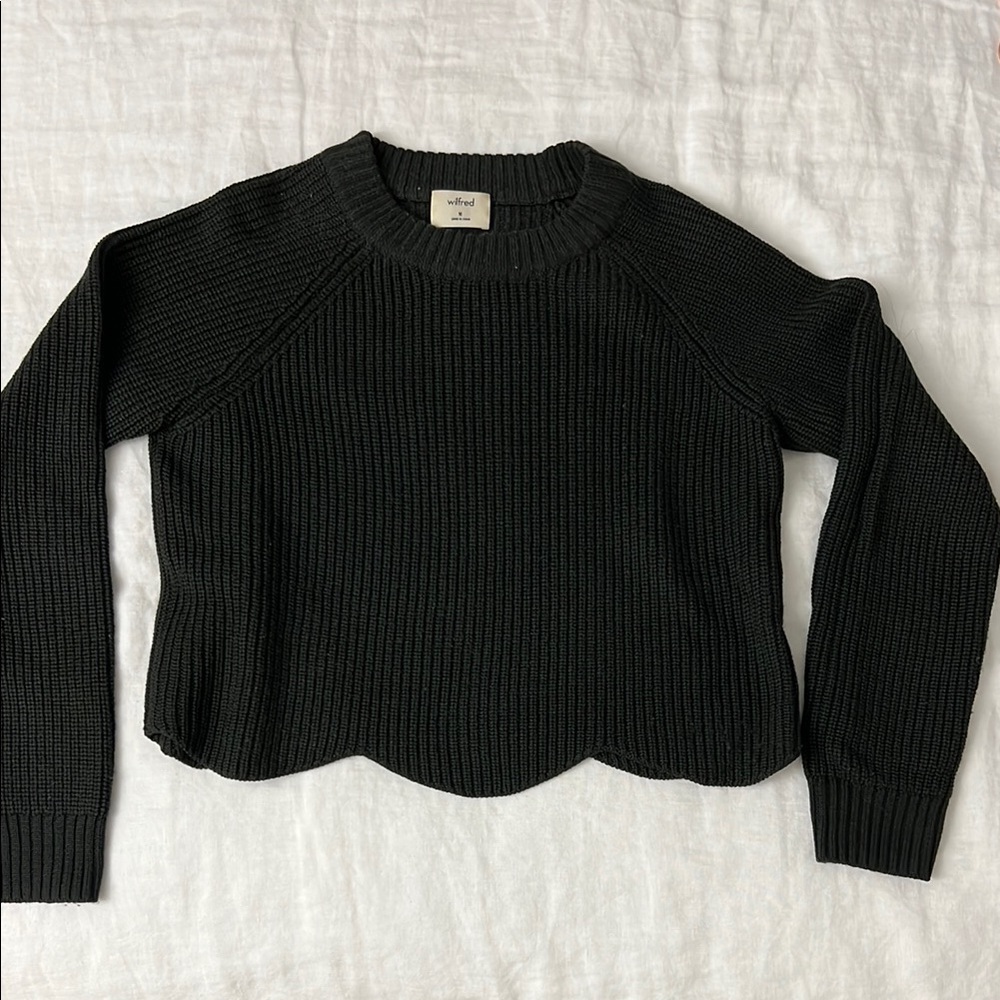 Wilfred Dark Olive Green Crew Neck Sweater Classic Knit